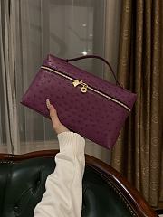 Polo Piana Extra Pocket L27 Ostrich Leather Purple - 27x16x10cm - 3