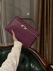 Polo Piana Extra Pocket L27 Ostrich Leather Purple - 27x16x10cm - 2