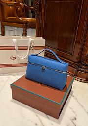 Polo Piana Extra Pocket L27 Ostrich Leather Blue - 27x16x10cm - 3