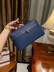 Polo Piana Extra Pocket L27 Ostrich Leather Navy - 27x16x10cm - 1