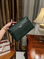 Polo Piana Extra Pocket L27 Ostrich Leather Dark Green - 27x16x10cm - 4