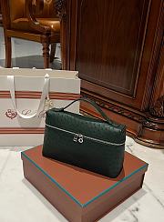 Polo Piana Extra Pocket L27 Ostrich Leather Dark Green - 27x16x10cm - 2