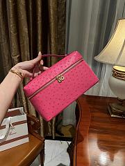 Polo Piana Extra Pocket L27 Ostrich Leather Pink - 27x16x10cm - 1