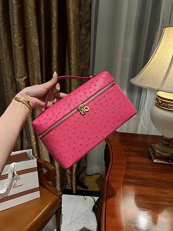 Polo Piana Extra Pocket L27 Ostrich Leather Pink - 27x16x10cm