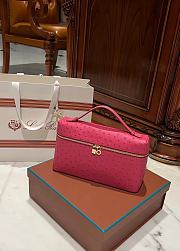 Polo Piana Extra Pocket L27 Ostrich Leather Pink - 27x16x10cm - 4