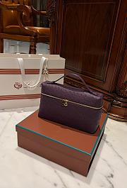 Polo Piana Extra Pocket L27 Ostrich Leather Dark Purple - 27x16x10cm - 4