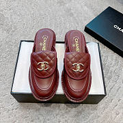 Chanel CC Flat Mule Burgundy - 1