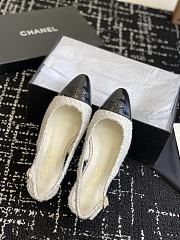 Chanel Slingbacks Cotton Tweed Lambskin White Black 4.5cm - 2