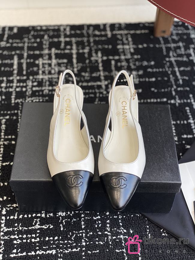 Chanel Slingbacks Lambskin White 4.5cm - 1