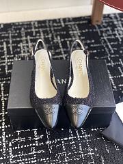 Chanel Slingbacks Cotton Tweed Lambskin Black 4.5cm - 1