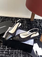 Chanel Slingbacks Cotton Tweed Lambskin Black 4.5cm - 4