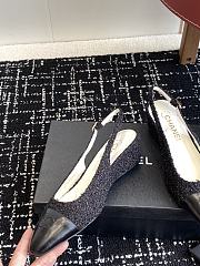 Chanel Slingbacks Cotton Tweed Lambskin Black 4.5cm - 2