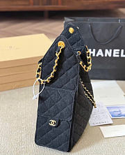 Chanel 25 Medium Handbag Washed Denim Gold Tone Metal Black - 40x30x15cm - 5