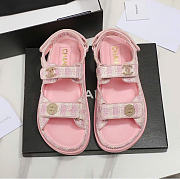 Chanel Sandals Cotton Tweed Lambskin Light Pink - 1