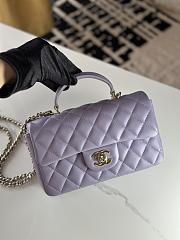 Chanel Mini Flap Top Handle Purple Lambskin Gold Hardware - 12x20x6.5cm - 3