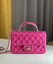 Chanel Mini Flap Top Handle Hot Pink Lambskin Gold Hardware - 12x20x6.5cm - 1