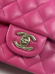 Chanel Mini Flap Top Handle Hot Pink Lambskin Gold Hardware - 12x20x6.5cm - 6