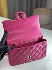 Chanel Mini Flap Top Handle Hot Pink Lambskin Gold Hardware - 12x20x6.5cm - 5