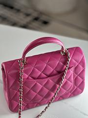 Chanel Mini Flap Top Handle Hot Pink Lambskin Gold Hardware - 12x20x6.5cm - 2