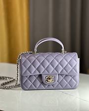 Chanel Mini Flap Top Handle Purple Lambskin Gold Hardware - 12x20x6.5cm - 1