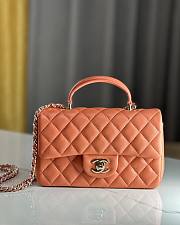 Chanel Mini Flap Top Handle Orange Lambskin Gold Hardware - 12x20x6.5cm - 1