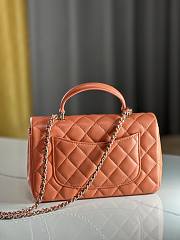 Chanel Mini Flap Top Handle Orange Lambskin Gold Hardware - 12x20x6.5cm - 5