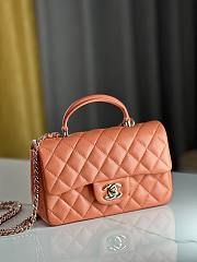 Chanel Mini Flap Top Handle Orange Lambskin Gold Hardware - 12x20x6.5cm - 2