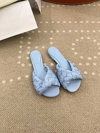 Bottega Veneta Blink Mule Blue Flat 