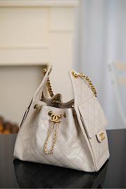 Chanel 25 Handbag Small Grained Calfskin Gold Tone Metal Light Beige - 30x26x14cm - 6