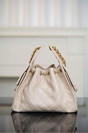 Chanel 25 Handbag Small Grained Calfskin Gold Tone Metal Light Beige - 30x26x14cm - 5