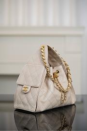 Chanel 25 Handbag Small Grained Calfskin Gold Tone Metal Light Beige - 30x26x14cm - 4