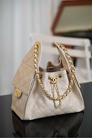 Chanel 25 Handbag Small Grained Calfskin Gold Tone Metal Light Beige - 30x26x14cm - 3