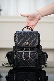 Chanel Backpack Shiny Lambskin Gold Tone Metal Black - 25x23x14cm - 1