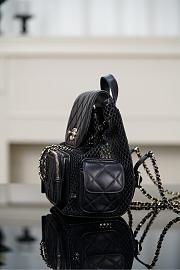 Chanel Backpack Shiny Lambskin Gold Tone Metal Black - 25x23x14cm - 6