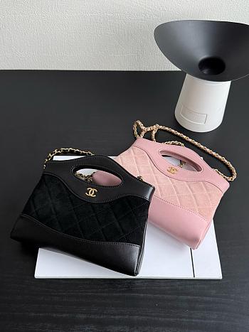 Chanel 31 Nano Shopping Bag Suede Calfskin Lambskin Gold Tone Metal Pink - 20.5x17.5cm