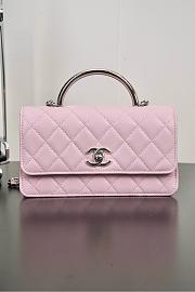 Chanel Clutch With Chain Shiny Grained Calfskin Resin Silver Tone Metal Light Pink - 18.5x11x6cm - 1