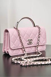 Chanel Clutch With Chain Shiny Grained Calfskin Resin Silver Tone Metal Light Pink - 18.5x11x6cm - 6