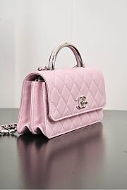 Chanel Clutch With Chain Shiny Grained Calfskin Resin Silver Tone Metal Light Pink - 18.5x11x6cm - 4