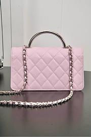 Chanel Clutch With Chain Shiny Grained Calfskin Resin Silver Tone Metal Light Pink - 18.5x11x6cm - 3