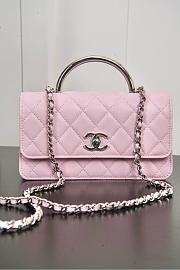 Chanel Clutch With Chain Shiny Grained Calfskin Resin Silver Tone Metal Light Pink - 18.5x11x6cm - 2