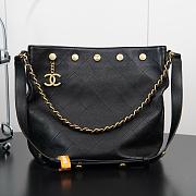 Chanel Large Bucket Bag Shiny Lambskin Gold Tone Metal Black - 31x28x15cm - 3