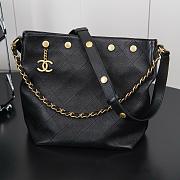 Chanel Large Bucket Bag Shiny Lambskin Gold Tone Metal Black - 31x28x15cm - 6