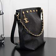 Chanel Large Bucket Bag Shiny Lambskin Gold Tone Metal Black - 31x28x15cm - 4