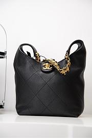 Chanel Large Hobo Bag Shiny Lambskin & Gold-Tone Metal Black - 37x30x14cm - 4