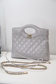 Chanel 31 Mini Shopping Bag Lambskin Gold Tone Metal Gray - 23x22x5cm - 5