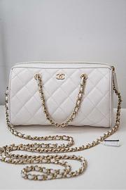 Chanel Clutch With Chain Grained Calfskin Gold Tone Metal White - 18.5x11.5x11cm - 1