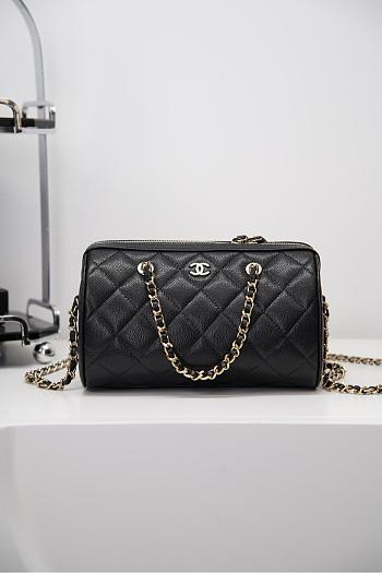 Chanel Clutch With Chain Grained Calfskin Gold Tone Metal Black - 18.5x11.5x11cm