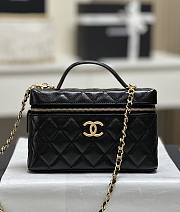 Chanel Long Vanity With Chain Grained Calfskin CC Logo Gold Tone Metal Black - 19.5x17x5cm - 1