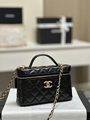 Chanel Long Vanity With Chain Grained Calfskin CC Logo Gold Tone Metal Black - 19.5x17x5cm - 5