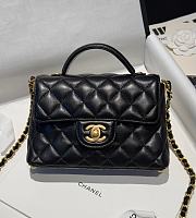 Chanel Small Flap Bag With Top Handle Lambskin Black - 22x11.5x6cm - 1